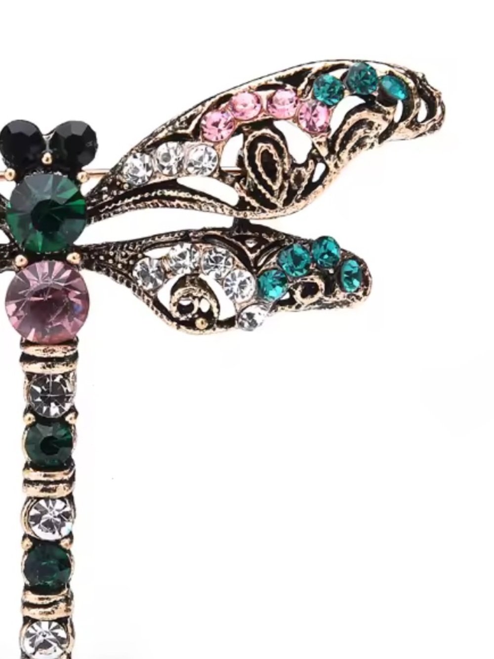 Couture Dragonfly Green Crystal Brooch - Picture 8 of 8